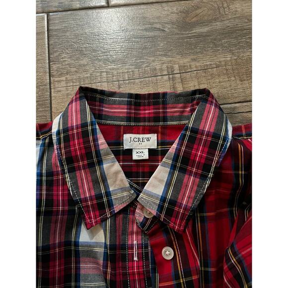 J.Crew Men's Red & White Mixed Tartan Plaid Button Down Shirt Size 2XL - Picture 3 of 4